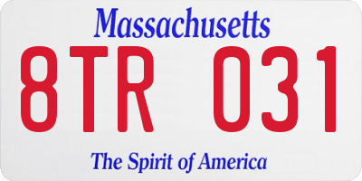 MA license plate 8TR031