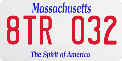 MA license plate 8TR032