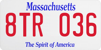 MA license plate 8TR036