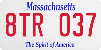 MA license plate 8TR037