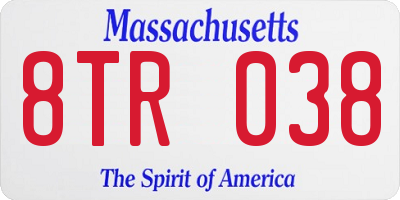 MA license plate 8TR038