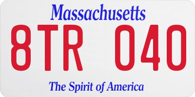 MA license plate 8TR040