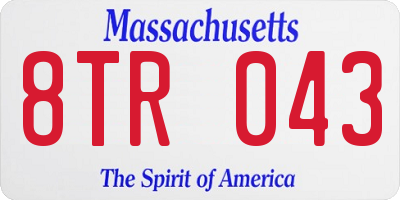 MA license plate 8TR043