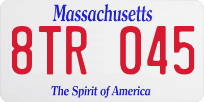 MA license plate 8TR045