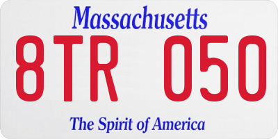 MA license plate 8TR050