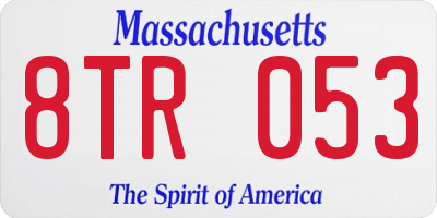 MA license plate 8TR053