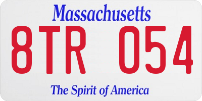 MA license plate 8TR054