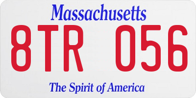 MA license plate 8TR056