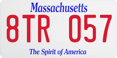 MA license plate 8TR057