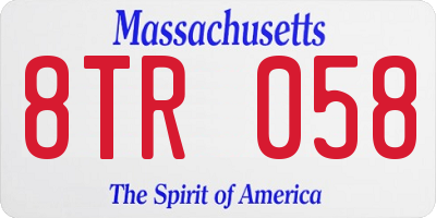 MA license plate 8TR058