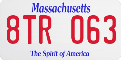MA license plate 8TR063