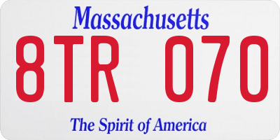 MA license plate 8TR070