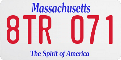 MA license plate 8TR071