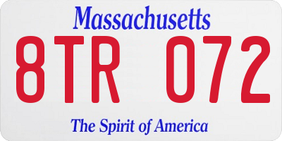 MA license plate 8TR072