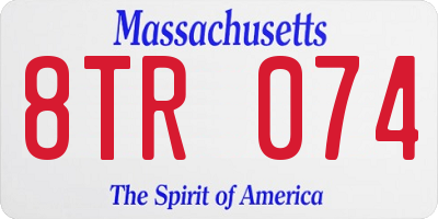 MA license plate 8TR074