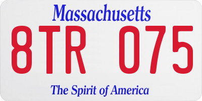MA license plate 8TR075