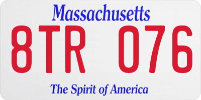 MA license plate 8TR076