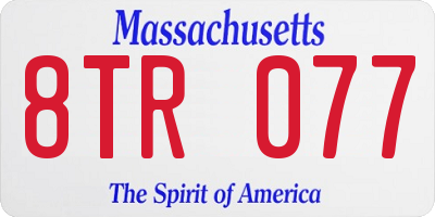 MA license plate 8TR077