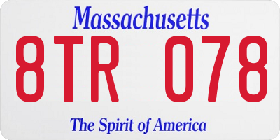 MA license plate 8TR078