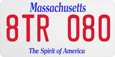 MA license plate 8TR080