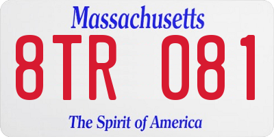 MA license plate 8TR081