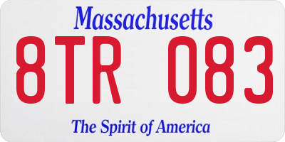 MA license plate 8TR083