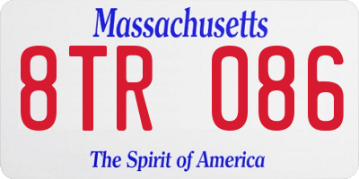 MA license plate 8TR086