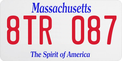 MA license plate 8TR087
