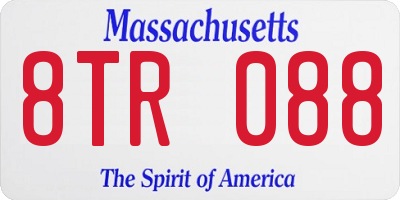 MA license plate 8TR088