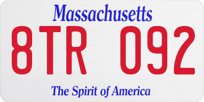 MA license plate 8TR092