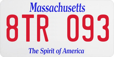 MA license plate 8TR093