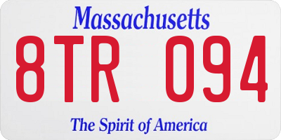 MA license plate 8TR094