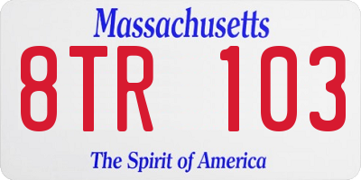 MA license plate 8TR103