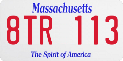 MA license plate 8TR113