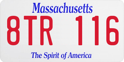 MA license plate 8TR116