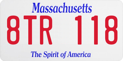 MA license plate 8TR118