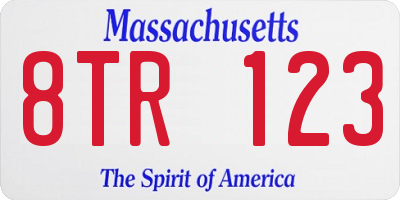 MA license plate 8TR123