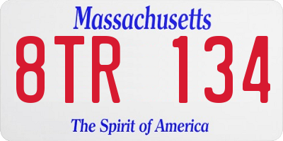 MA license plate 8TR134