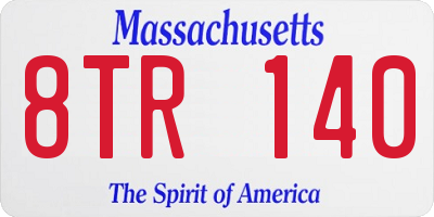 MA license plate 8TR140