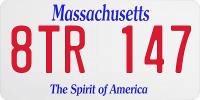 MA license plate 8TR147
