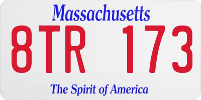 MA license plate 8TR173