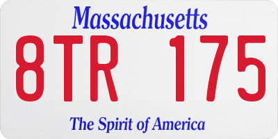 MA license plate 8TR175
