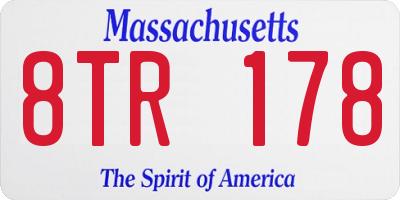 MA license plate 8TR178