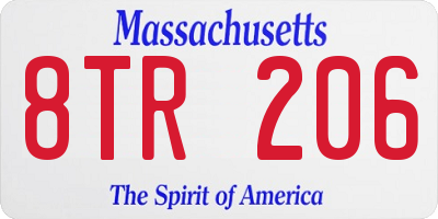 MA license plate 8TR206