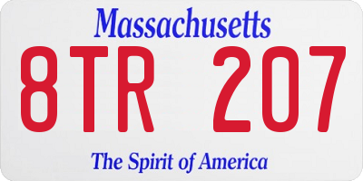 MA license plate 8TR207