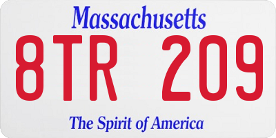 MA license plate 8TR209