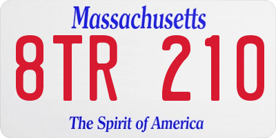 MA license plate 8TR210