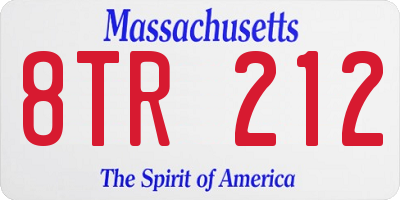 MA license plate 8TR212