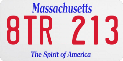 MA license plate 8TR213