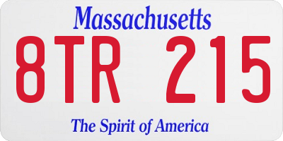 MA license plate 8TR215